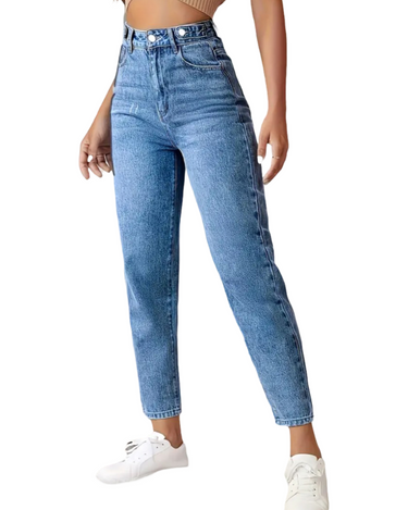 High-Waist Slim Fit Cropped Jeans
